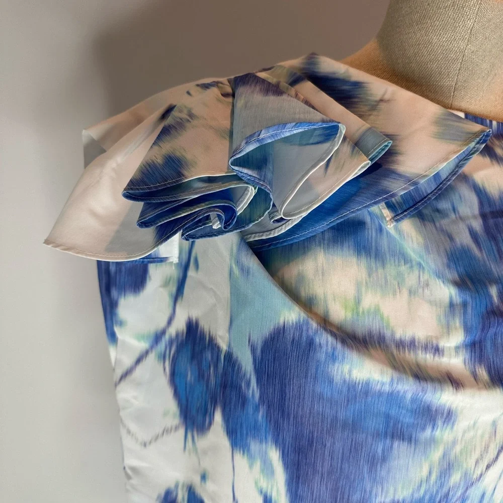 LELA ROSE
Ruffled Abstract-Print Crepe De Chine Crop Top - Picture 6 of 7